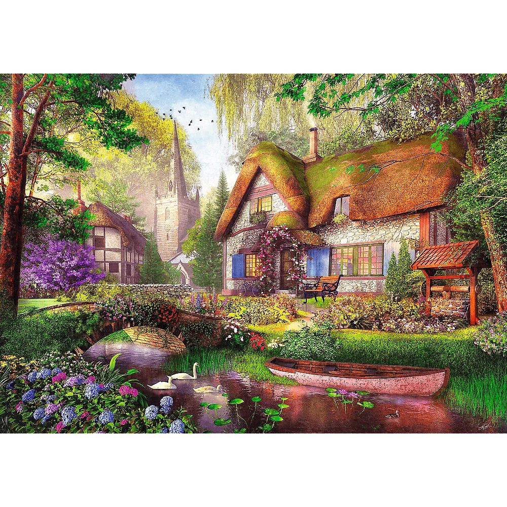 Lovely Cottage in the Woods - Tea Time Premium Puslespil (1000 Brikker)