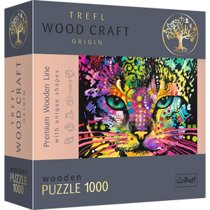 Colorful Cat - Wood Craft Puslespil (1000 Brikker)