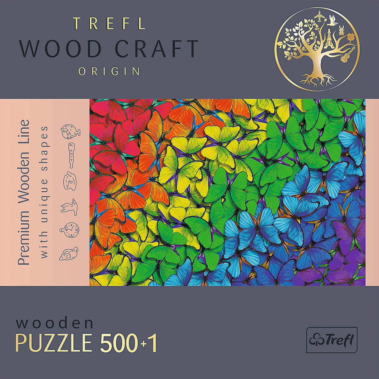 Rainbow Butterflies - Wood Craft Puzzle (500+1 pieces)