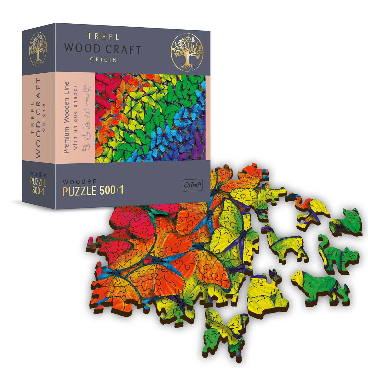 Rainbow Butterflies - Wood Craft Puzzle (500+1 pieces)