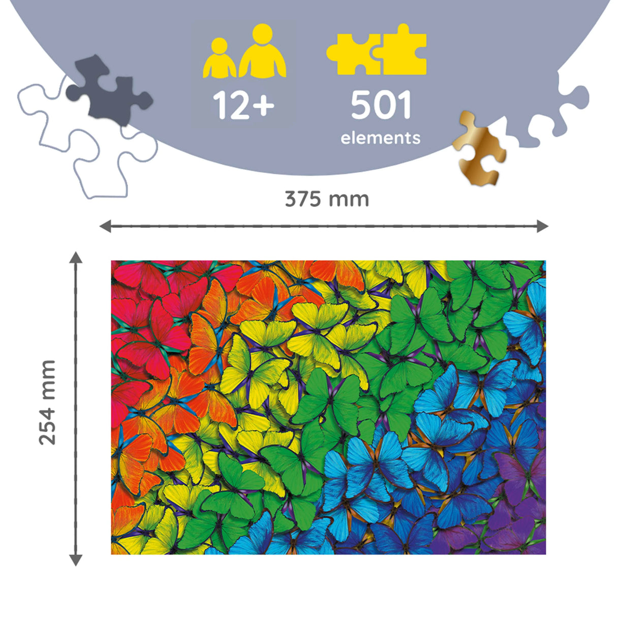 Rainbow Butterflies - Wood Craft Puzzle (500+1 pieces)