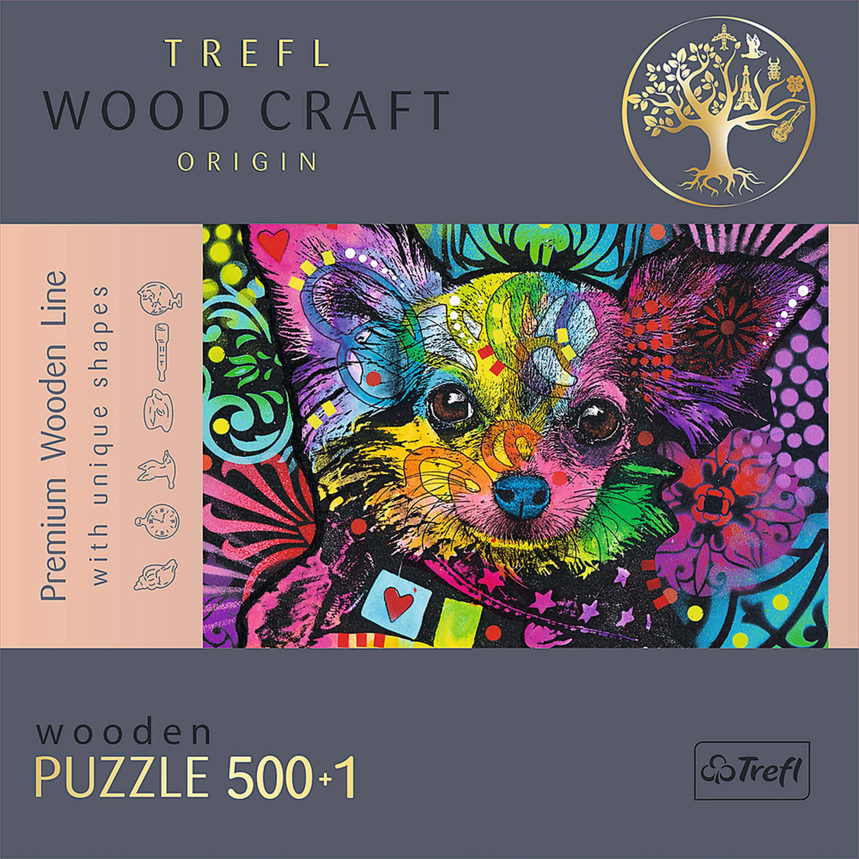 Colorful Puppy - Wood Craft Puzzle (500+1 pieces)