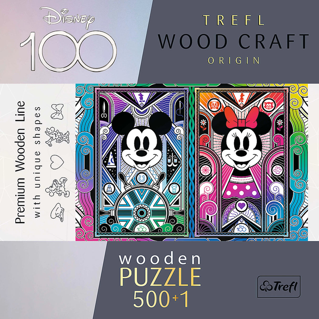 Mickey & Minnie Mouse - Disney Wood Craft Puslespil (500+1 brikker)