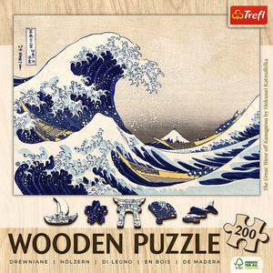 The Great Wave - Wood Craft Kunst Puslespil (200 Brikker)