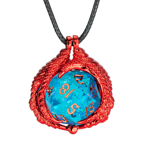 Red Dragon's Claw Necklace with D20 Dice