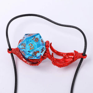 Red Dragon's Claw Necklace with D20 Dice