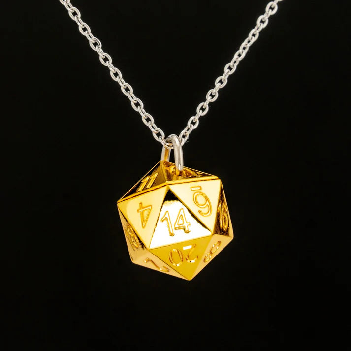 Gold D20 Dice Necklace