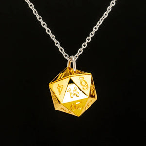 Gold D20 Dice Necklace